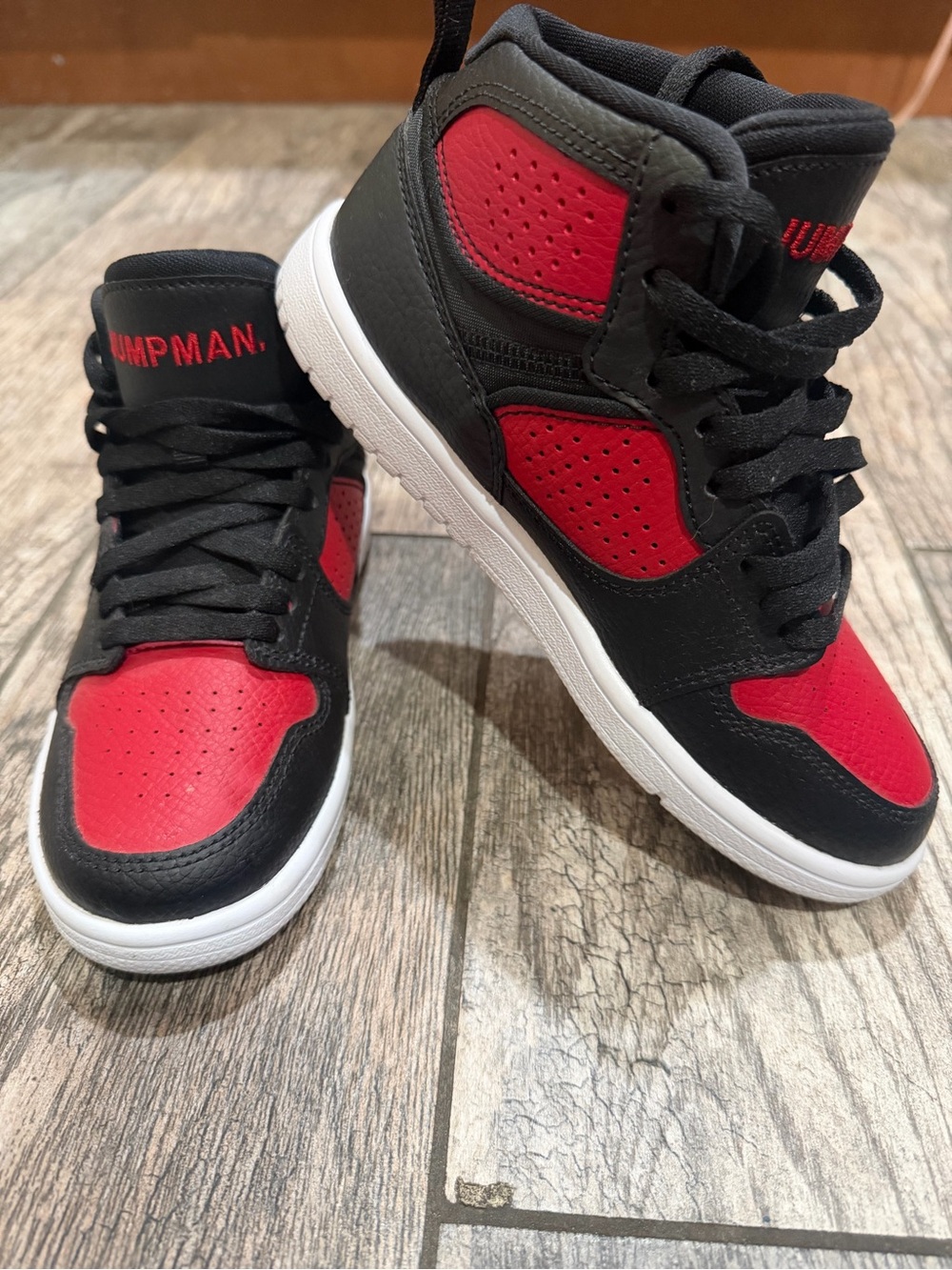 Jump Black and Red High-Top Youth Sneakers